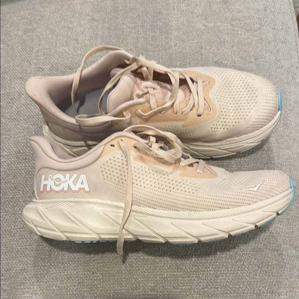 Hoka Cream Athletic Shoes with Maximum Cushioning